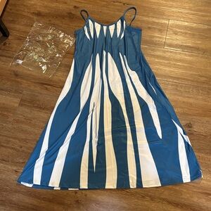 Blue and White Striped Maxi Dress
